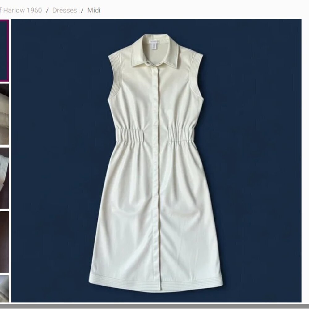 House of Harlow 1960 Faux Leather Midi Dress White Size Small - Picture 9 of 9